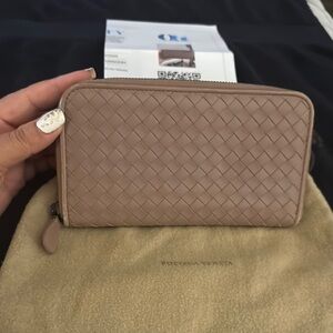 Bottega Veneta Taupe Woven Wallet with COA & dust bag